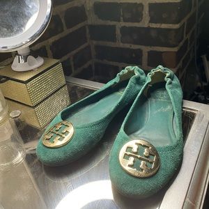 Tory Burch teal flats